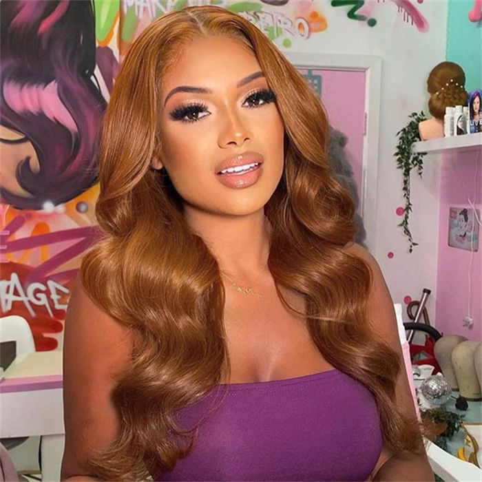 [BOGO] #30 Ginger Brown Straight/Body Wave Wig 100% Human Hair Auburn Color 13x4 HD Lace Front Wig Special Offer