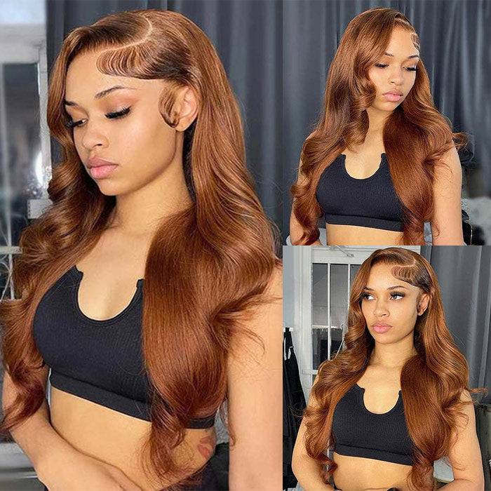 [BOGO] #30 Ginger Brown Straight/Body Wave Wig 100% Human Hair Auburn Color 13x4 HD Lace Front Wig Special Offer