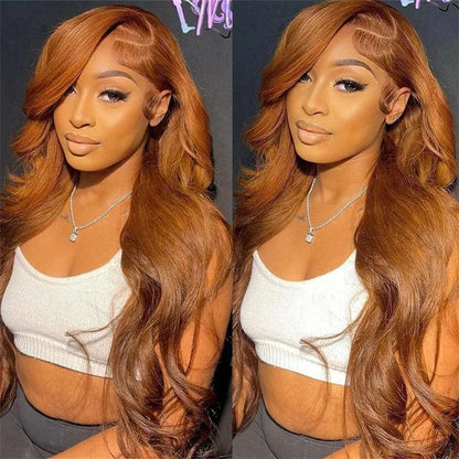 [BOGO] #30 Ginger Brown Straight/Body Wave Wig 100% Human Hair Auburn Color 13x4 HD Lace Front Wig Special Offer