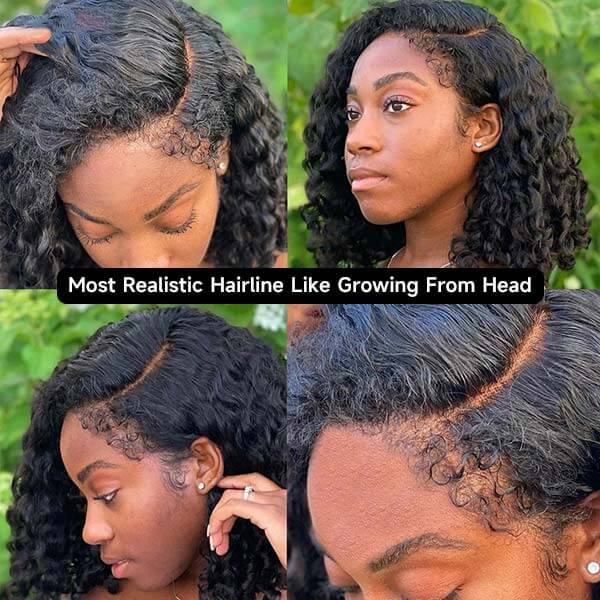 4C Hairline Bob Wigs Glueless Curly 13x4/4x4 HD Lace Front Bob Wig With Curly Edges Baby Hair