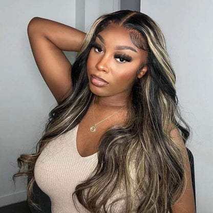 Blonde Highlight 8*5 Pre Cut HD Lace Closure Wigs #P1B/27 Color Glueless Put On And Go Wig