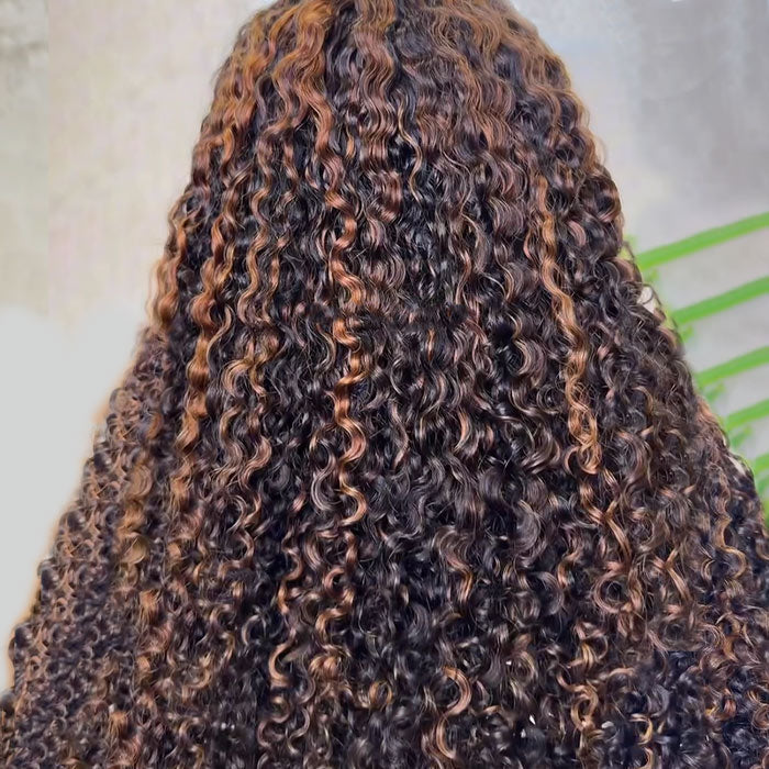 Blonde Highlights 4C Edges Curly Wig P1B/30 Balayage Pre Cut Pre Plucked Realistic Hairline Glueless Wig