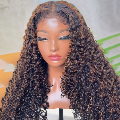 Blonde Highlights 4C Edges Curly Wig P1B/30 Balayage Pre Cut Pre Plucked Realistic Hairline Glueless Wig