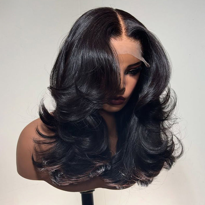 Butterfly Haircut Curtain Bangs Body Wave Glueless Wig 8x5/13x4/13x6 Bleached Knots Layered Cut HD Lace Wig