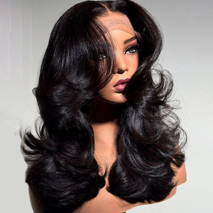 Butterfly Haircut Curtain Bangs Body Wave Glueless Wig 8x5/13x4/13x6 Bleached Knots Layered Cut HD Lace Wig