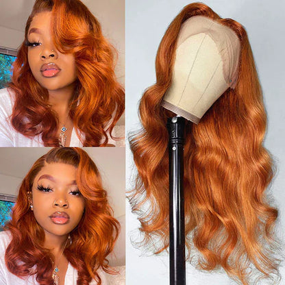Cinnamon Orange Ginger Color #350 Straight/Body Wave 8x5 Pre Cut HD Lace Human Hair Glueless Wig