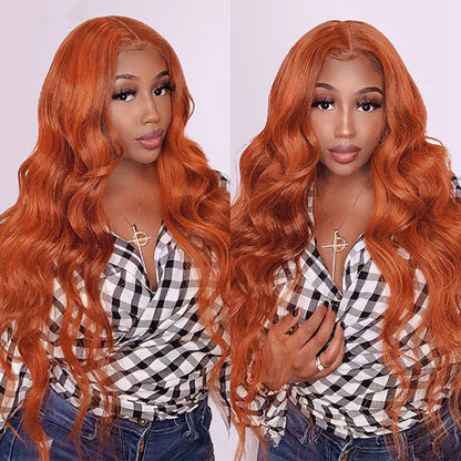 Cinnamon Orange Ginger Color #350 Straight/Body Wave 8x5 Pre Cut HD Lace Human Hair Glueless Wig