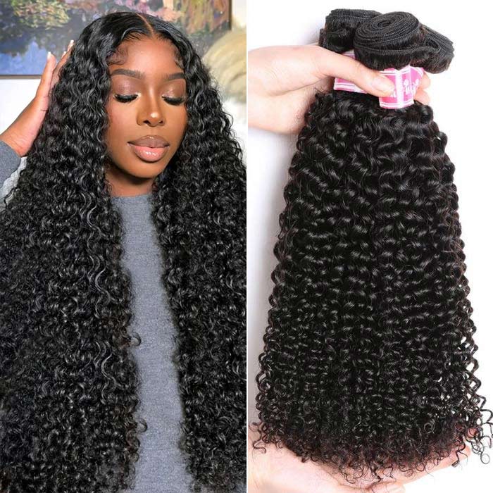 Curly Virgin Human Hair Weft 3 Bundles 100% Unprocessed Virgin Human Hair Extension