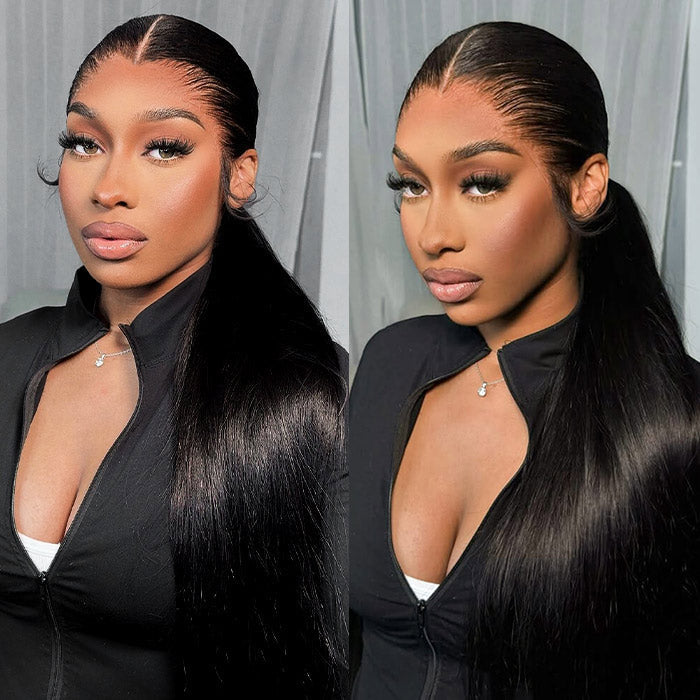 Flawless M-shaped Lagos Hairline Widows Peak Silk Straight Human Hair HD Lace Front Wig