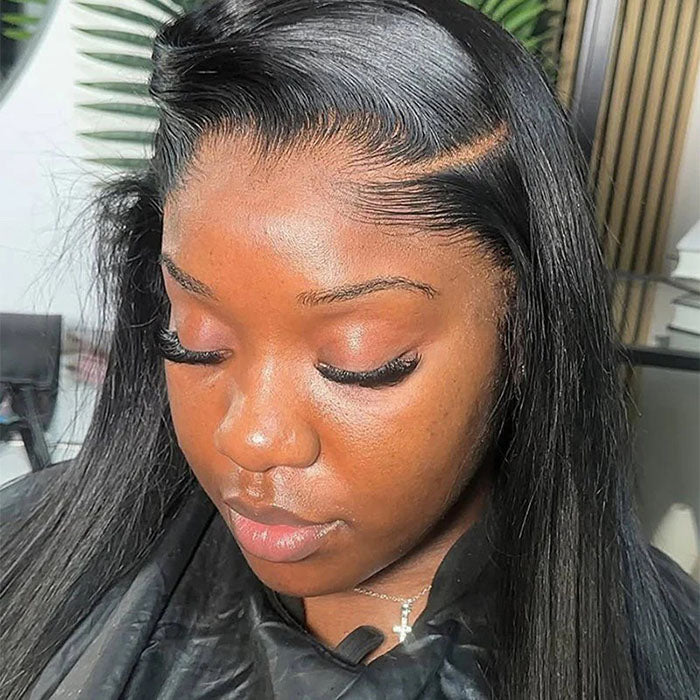 Flawless M-shaped Lagos Hairline Widows Peak Silk Straight Human Hair HD Lace Front Wig