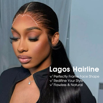 Flawless M-shaped Lagos Hairline Widows Peak Silk Straight Human Hair HD Lace Front Wig