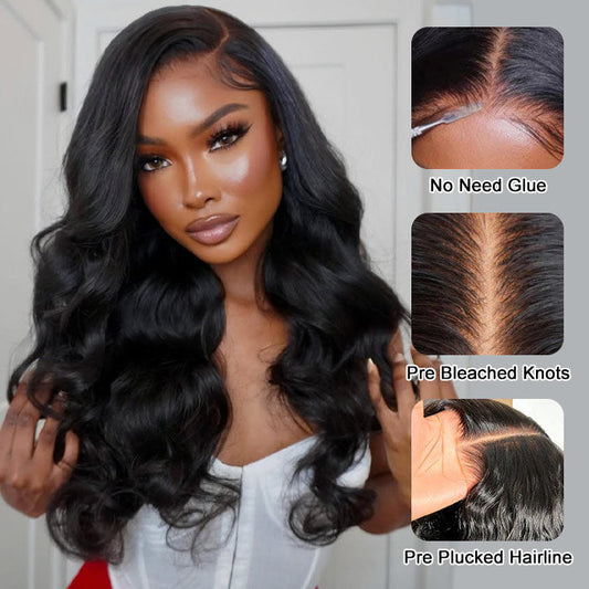 Glueless Ocean Wave Human Hair HD Lace Wig Bleached Knots Middle/Side Part 8x5 Pre Cut Lace Ready To Go Wig Special Offer