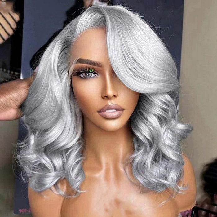 Grey Body Wave Bob Wig 8x5 Pre Cut HD Lace Glueless Wig 13x4 Lace Front Colored Human Hair Short Bob Wigs