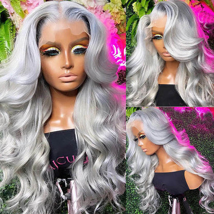 [$299 = 2 Wigs] Grey Body Wave 13x4 Lace Front Wig & P4/27 Highlight Blonde Brown Curly Wig Special Offer