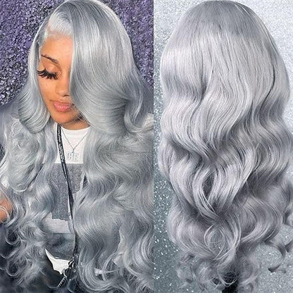 Grey Human Hair Body Wave Wig 13x4 HD Lace Frontal Wig Colored Human Hair Wigs For Women