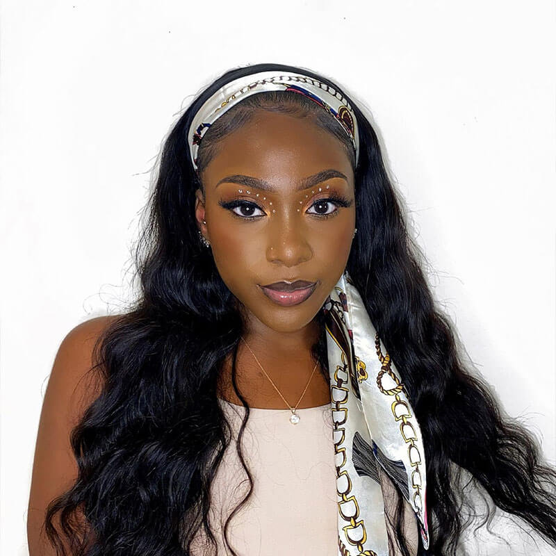 New Headband Wig Body Wave Natural Color Human Virgin Hair Wig Headband Half Wig