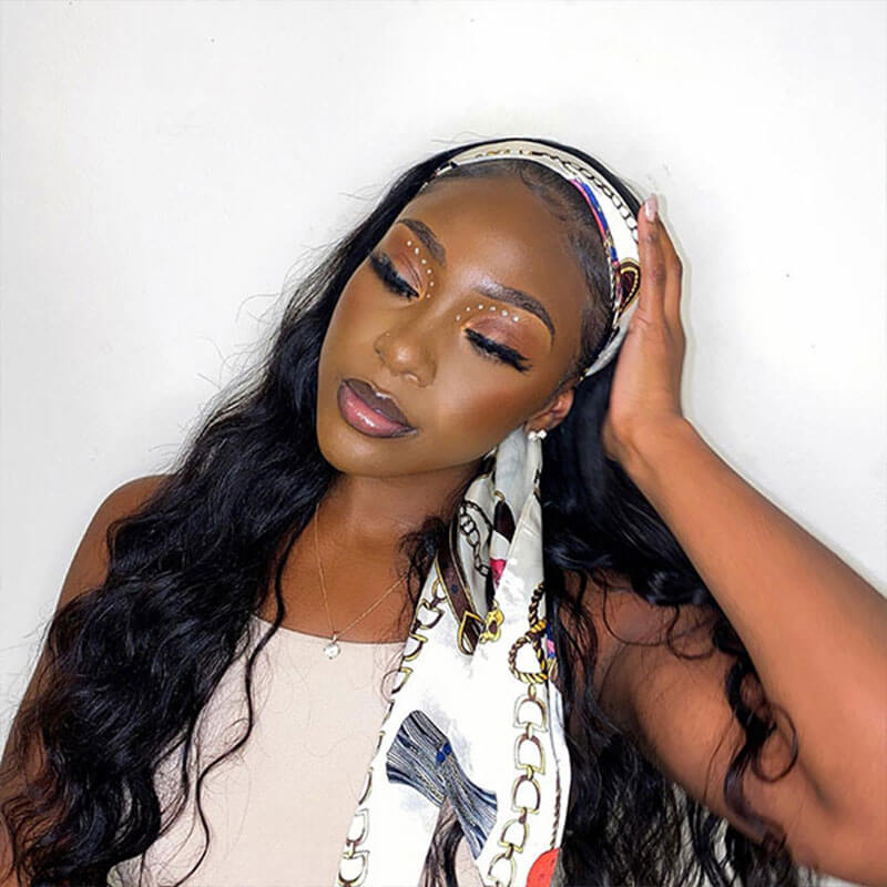 New Headband Wig Body Wave Natural Color Human Virgin Hair Wig Headband Half Wig