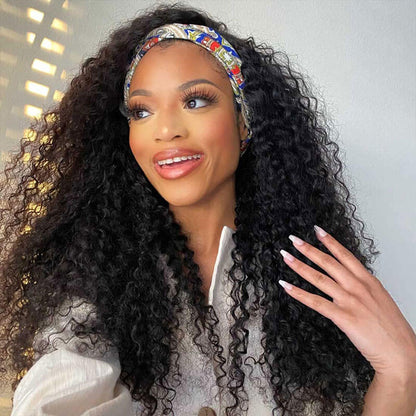 Subella Hair  Curly Headband Wig Human Hair Glueless Wig No Lace Wig