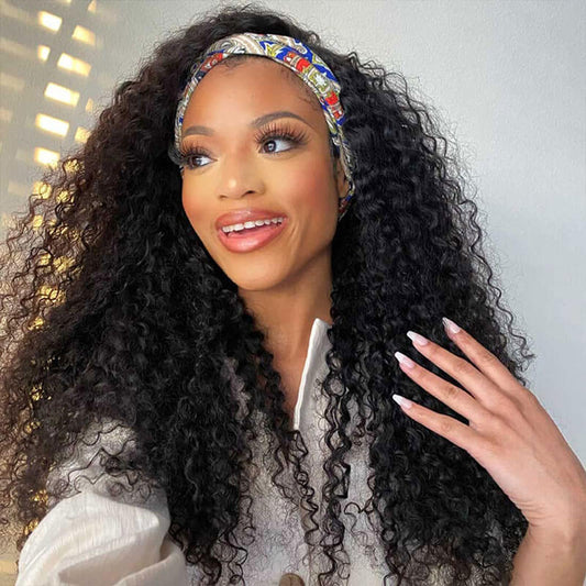 Subella Hair  Curly Headband Wig Human Hair Glueless Wig No Lace Wig