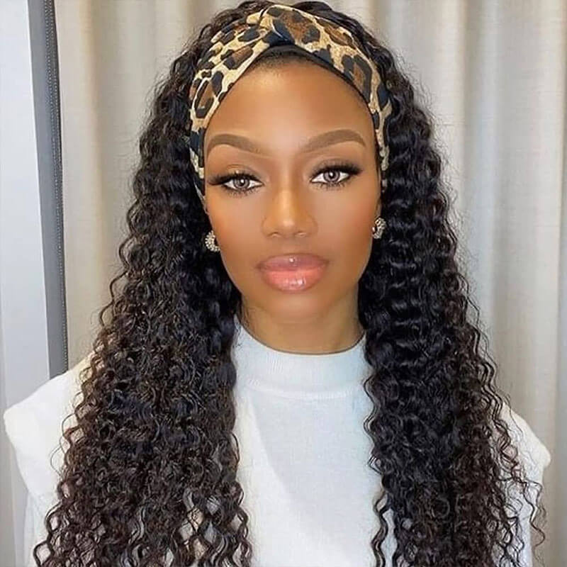 Subella Hair  Curly Headband Wig Human Hair Glueless Wig No Lace Wig