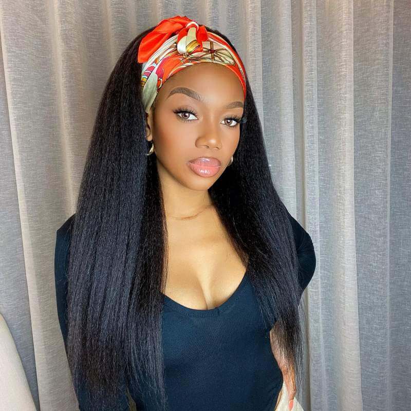 Subella Hair Kinky Straight Headband Wig Glueless Wigs Human Hair Headband Wigs For Women