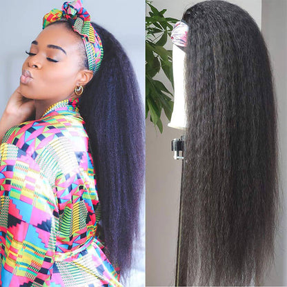 Subella Hair Kinky Straight Headband Wig Glueless Wigs Human Hair Headband Wigs For Women