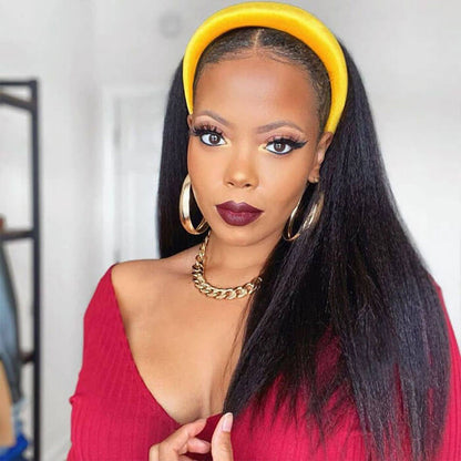 Subella Hair Kinky Straight Headband Wig Glueless Wigs Human Hair Headband Wigs For Women