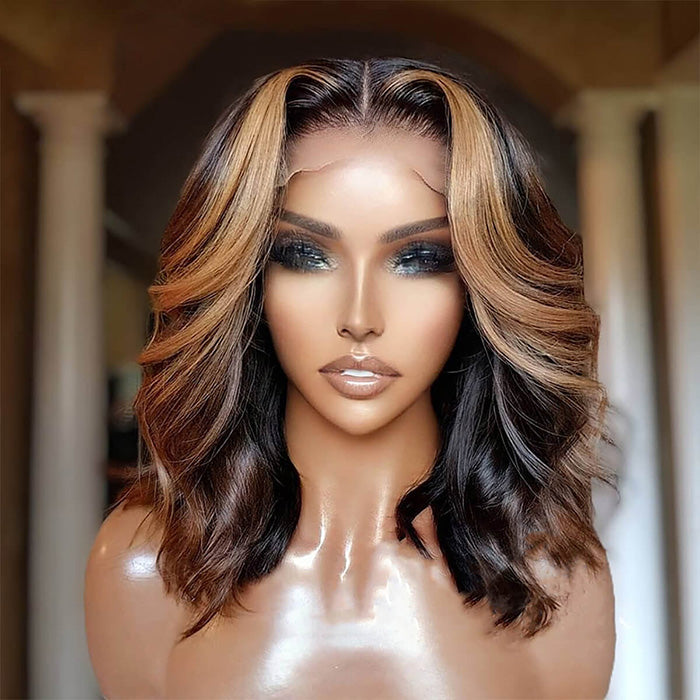 Highlight Blonde Bob Wig Pre Plucked 13x4 13x6 HD Lace Front Body Wave Human Hair Short Bob Wigs