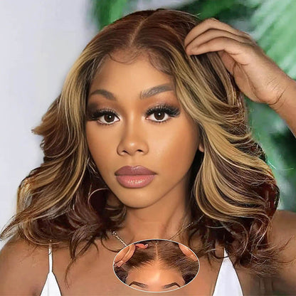 Highlight Blonde Bob Wig Pre Plucked 13x4 13x6 HD Lace Front Body Wave Human Hair Short Bob Wigs