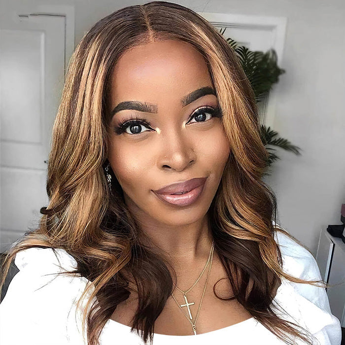 Highlight Blonde Bob Wig Pre Plucked 13x4 13x6 HD Lace Front Body Wave Human Hair Short Bob Wigs