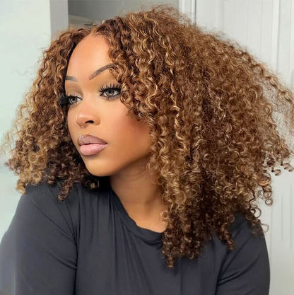 Exclusive Flash | Highlight Curly Bob Wig 220% Density 8x5 Pre Cut Lace Put on Go Wig Special Offer
