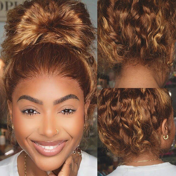 Invisi-String 360 HD Lace Frontal Balayage Highlights Blonde Glueless Wig Snug Fit Water Wave Human Hair Wigs