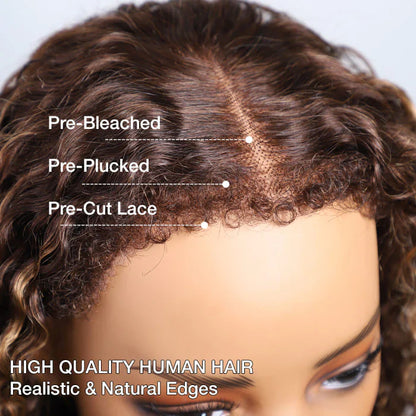 Kinky Edges 4C Hairline Deep Curly Glueless Wig Snug Fit 220% Density 8x5/360 Lace Frontal Wig