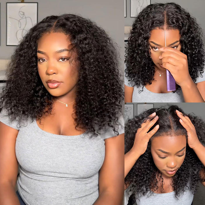 Kinky Edges 4C Hairline Deep Curly Glueless Wig Snug Fit 220% Density 8x5/360 Lace Frontal Wig