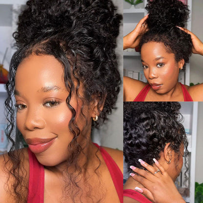 Kinky Edges 4C Hairline Deep Curly Glueless Wig Snug Fit 220% Density 8x5/360 Lace Frontal Wig