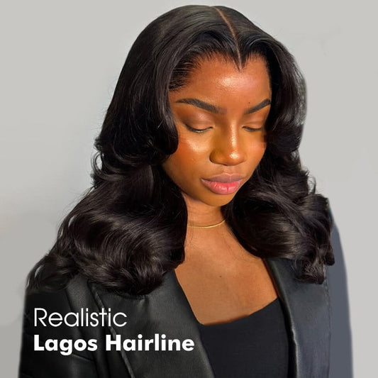 Lagos Hairline Body Wave Glueless Human Hair Wigs Widows Peak 13x4/13x6 HD Lace Front Wig