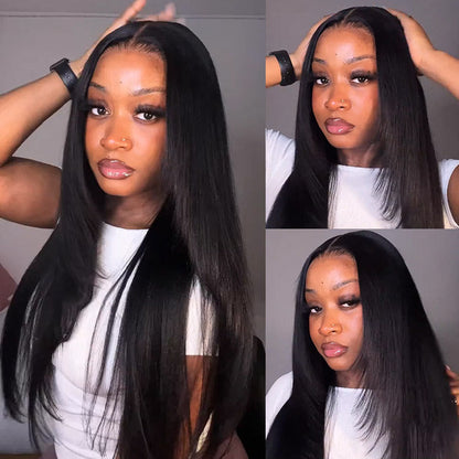Layered Cut Yaki Straight Glueless Human Hair Wigs Wear Go Short Bob Long Lace Front HD Lace Wig