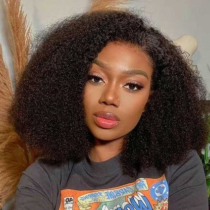 Limited Design | 4C Hairline Jerry Curly Wig 220% Density Glueless HD Lace Kinky Edges Afro Kinky Curly Human Hair Wigs