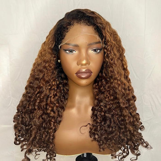 Limited Design | Coily Curly 4C Edges Wig Black Brown Ombre Glueless HD Lace Wig Realistic Hairline