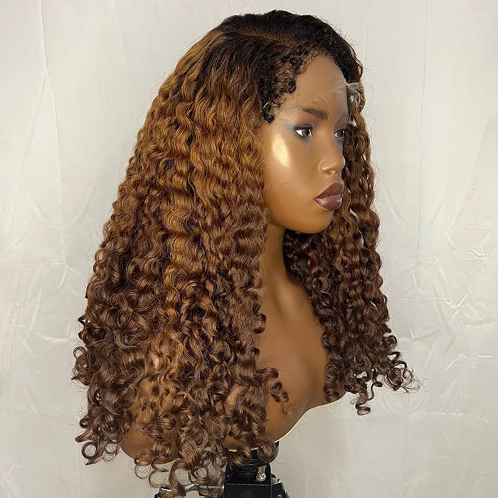 Limited Design | Coily Curly 4C Edges Wig Black Brown Ombre Glueless HD Lace Wig Realistic Hairline