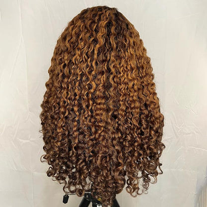Limited Design | Coily Curly 4C Edges Wig Black Brown Ombre Glueless HD Lace Wig Realistic Hairline