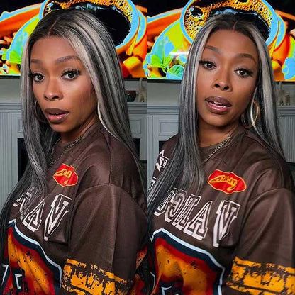 Subella Blonde Highlights HD Lace Front Wigs 13x4/13x6 Glueless Wigs Black Wig with #613 Blonde Highlight