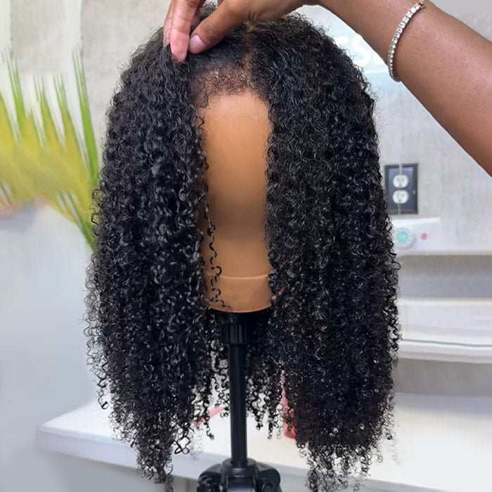 NEW Kinky Curly 4C Edges Realistic Hairline 8x5/360 Pre Cut HD Lace Frontal Glueless Human Hair Wigs