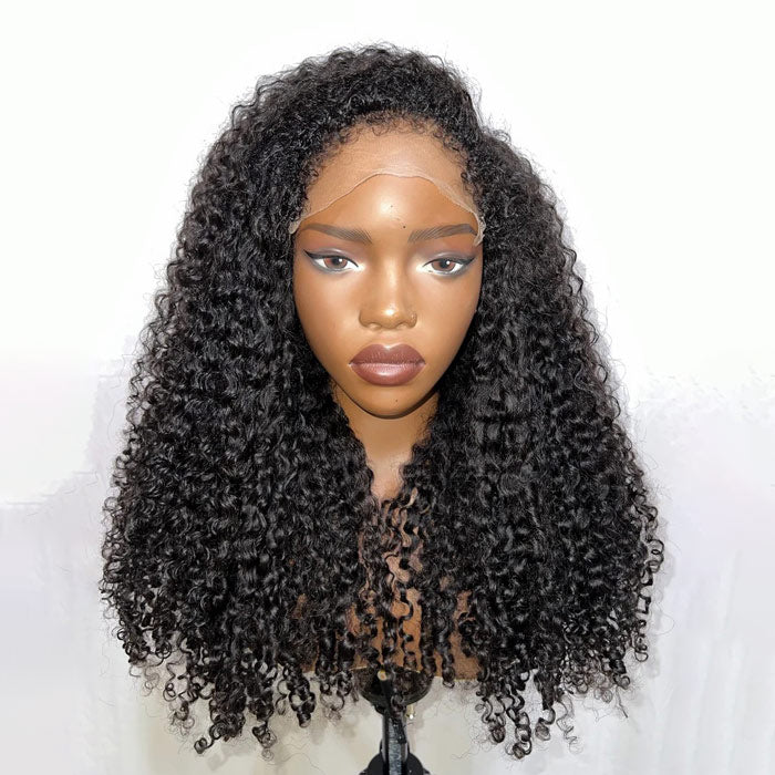NEW Kinky Curly 4C Edges Realistic Hairline 8x5/360 Pre Cut HD Lace Frontal Glueless Human Hair Wigs