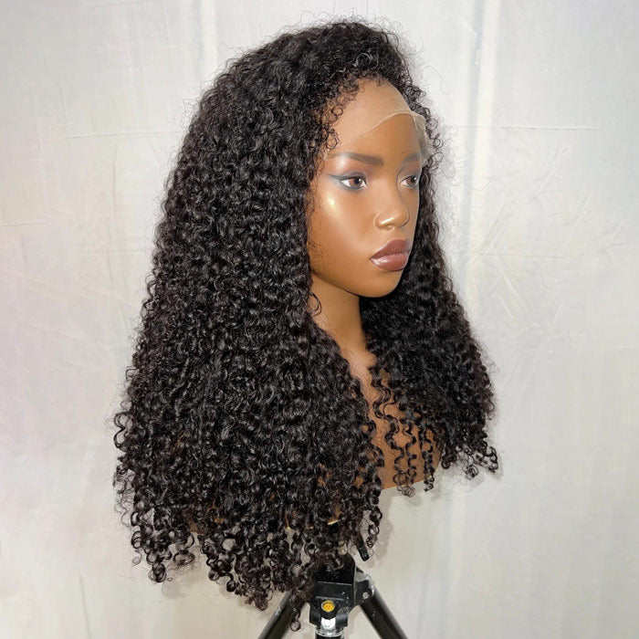 NEW Kinky Curly 4C Edges Realistic Hairline 8x5/360 Pre Cut HD Lace Frontal Glueless Human Hair Wigs