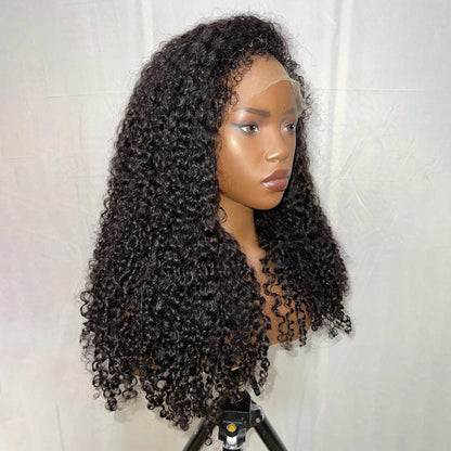 NEW Kinky Curly 4C Edges Realistic Hairline 8x5/360 Pre Cut HD Lace Frontal Glueless Human Hair Wigs