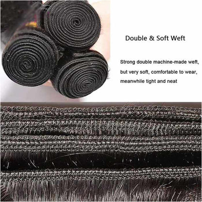 Ombre 1B30 Straight Human Hair 3 Bundles With 4x4 Lace Closure