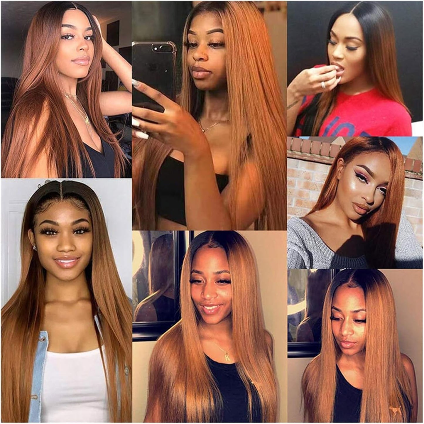 Ombre 1B30 Straight Human Hair 3 Bundles With 4x4 Lace Closure