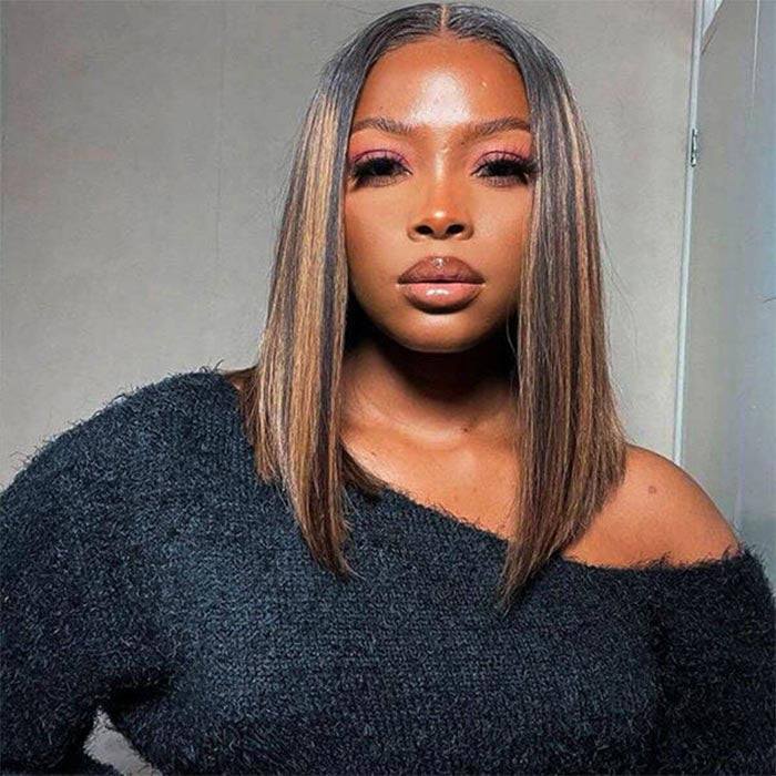 P1B/30 Highlight Straight Bob Wig 8x5/13x4/13x6 Pre Cut HD Lace Front Glueless Balayage Wig