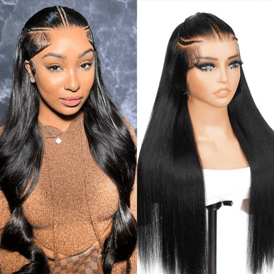 Pre Braided Glueless Wig 13x4 HD Lace Front Straight Human Hair Wigs Pre-All Wig